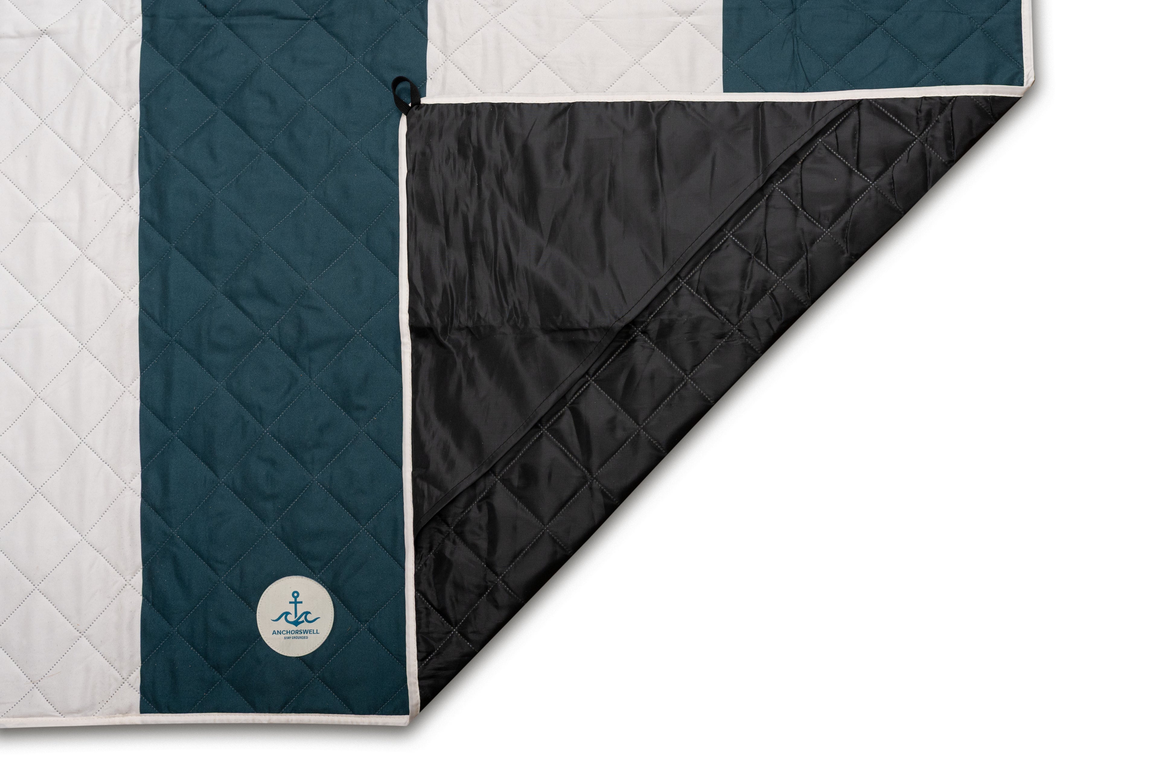 ANCHORSWELL windfeste & wasserabweisende Picknickdecke, 150 x 200cm, Schiefergrau & Beige