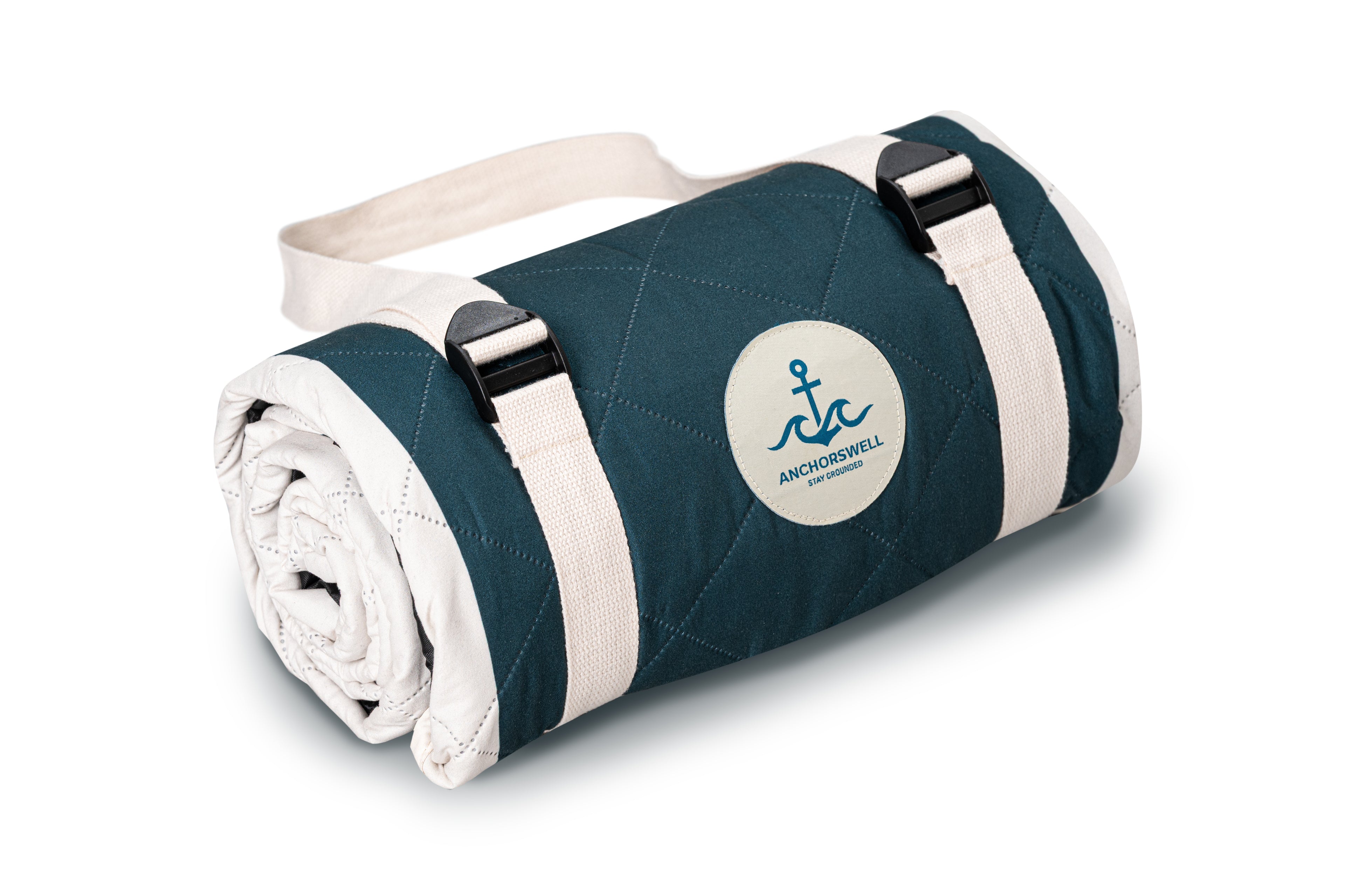 ANCHORSWELL windfeste & wasserabweisende Picknickdecke, 150 x 200cm, Schiefergrau & Beige