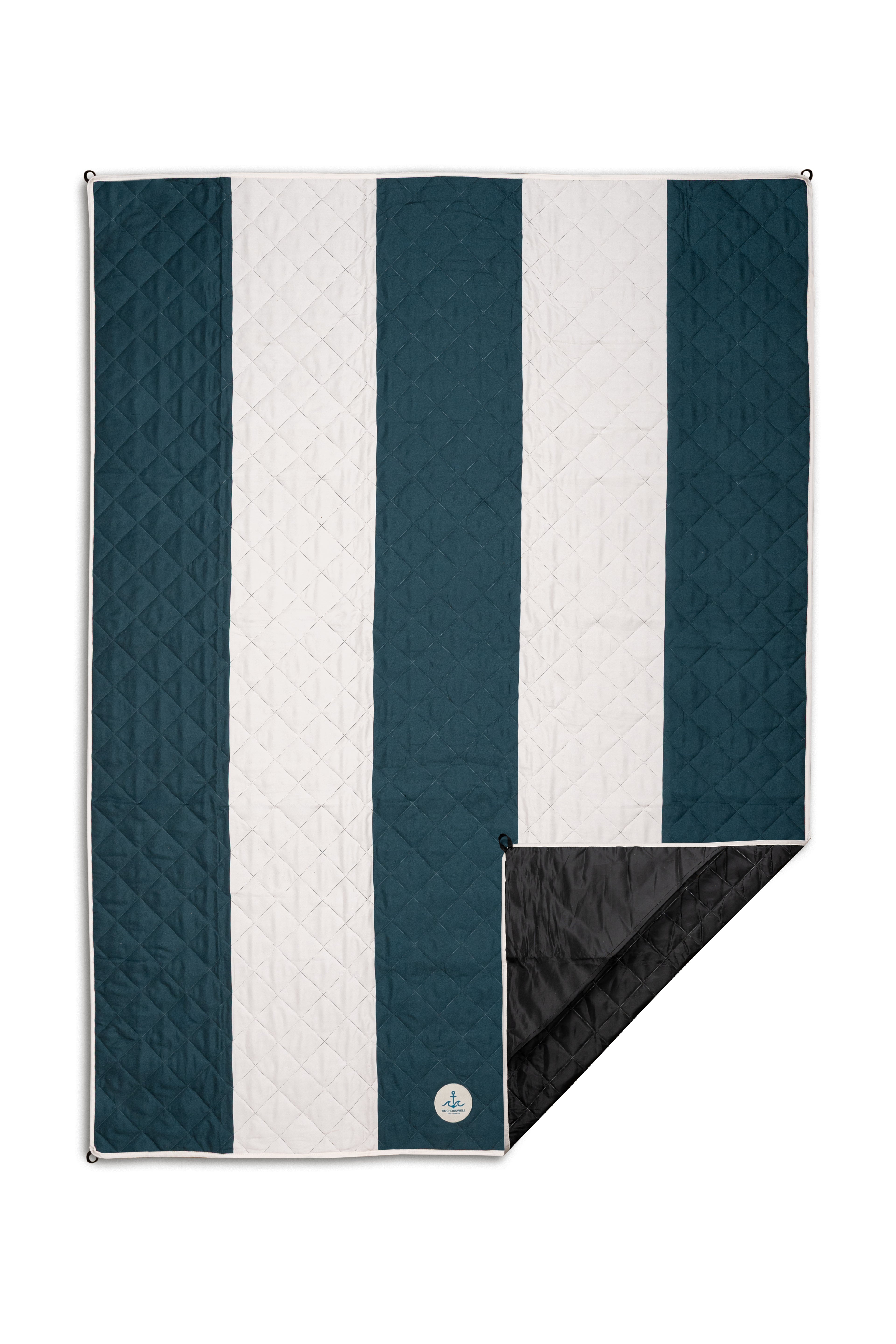 ANCHORSWELL windfeste & wasserabweisende Picknickdecke, 150 x 200cm, Schiefergrau & Beige